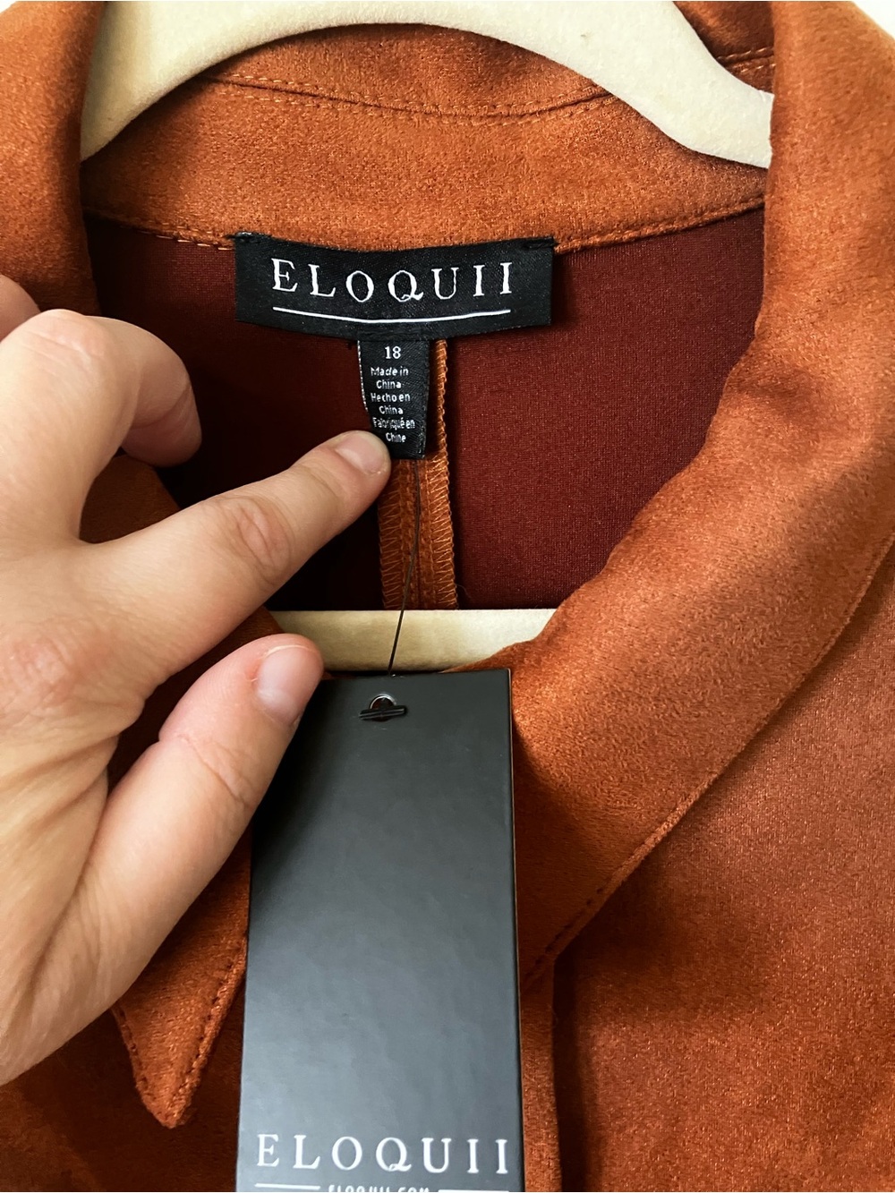 Eloquii Burnt Orange Suede Shirt Dress - Picture 2 of 7